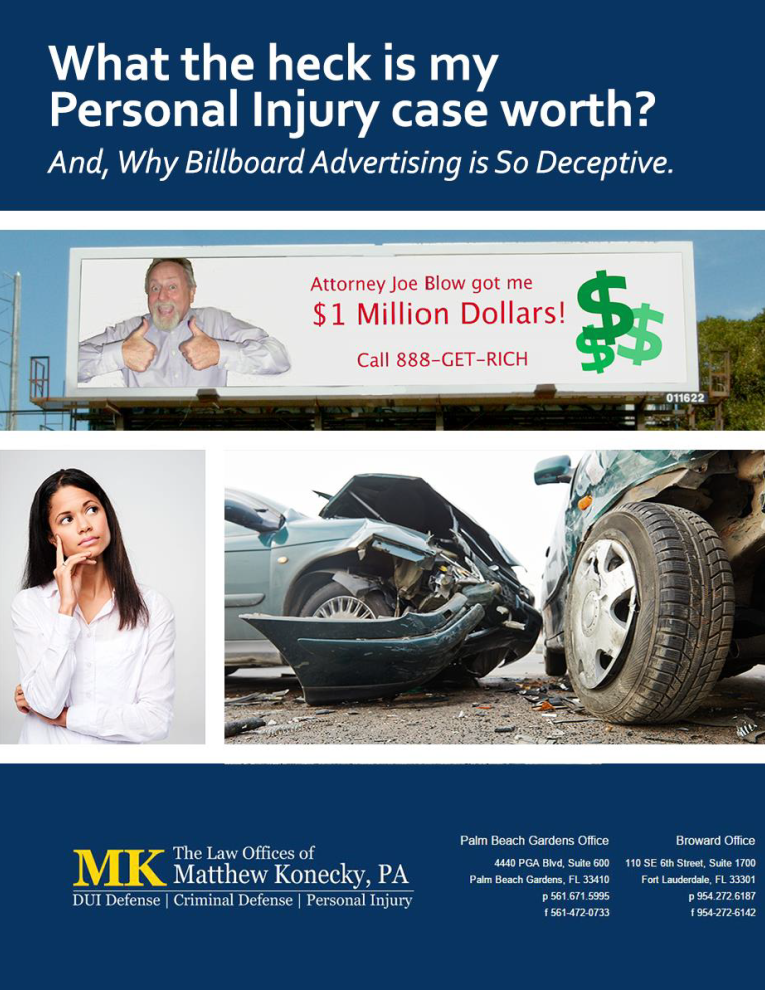 Attorney Matthew Konecky Deceptive Billboard Advertising Cover