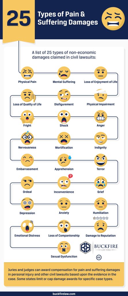 pain suffering damages lawsuit infographic buckfire law