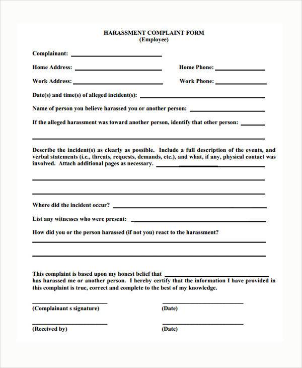 Employee Harassment Complaint Form