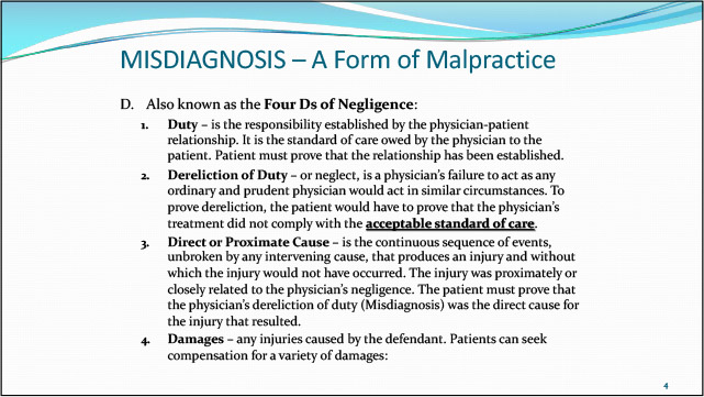 Malpractice misdiagnosis