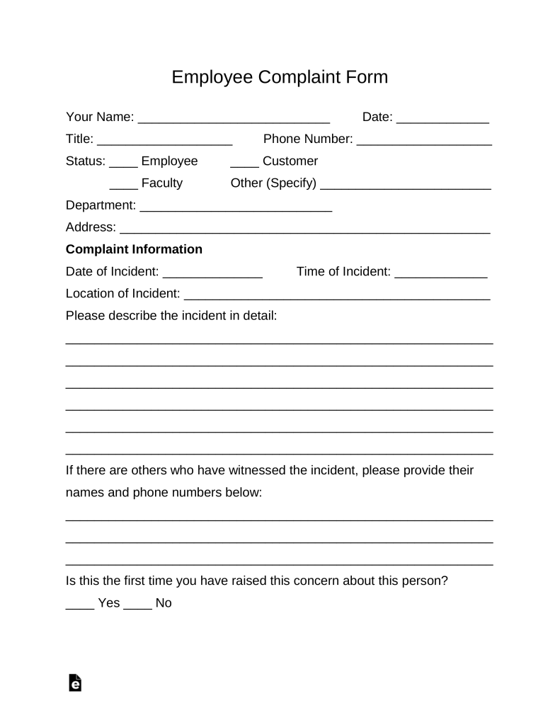 employee complaint form